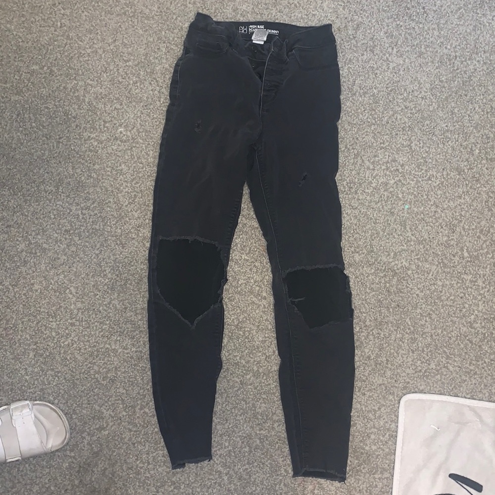 black ripped jeans